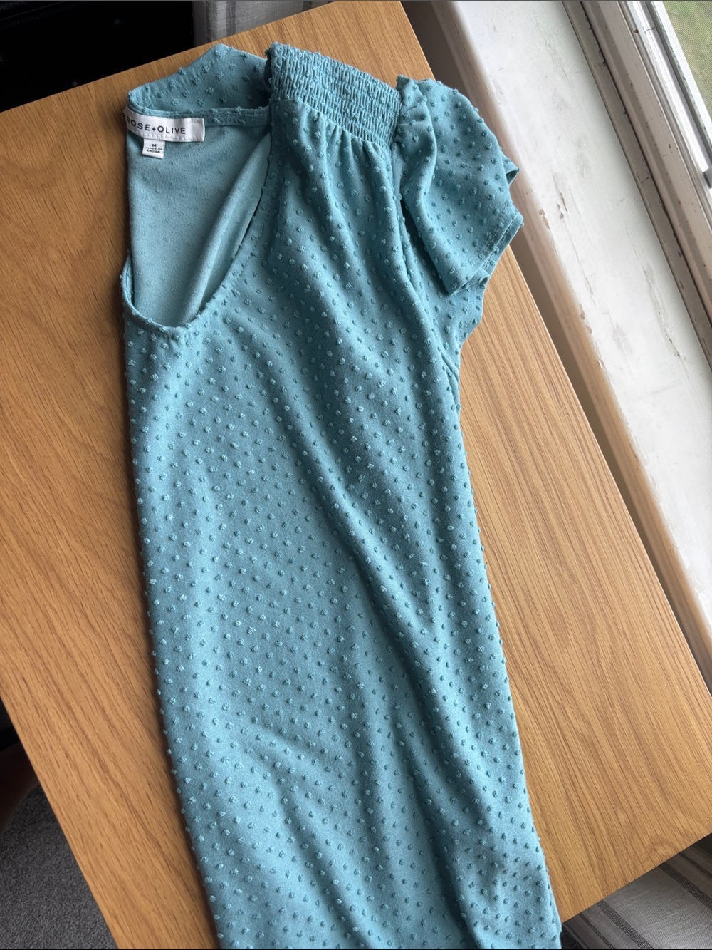 Rose & Olive Girls' Teal Dot Puff-Sleeve Dress